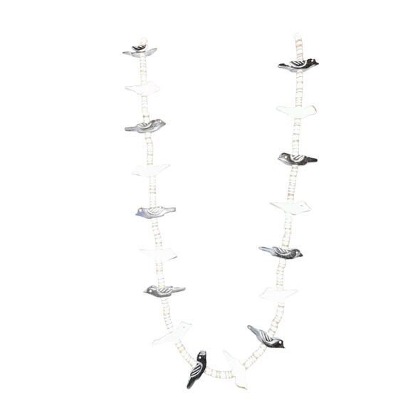 Zuni Fish Fetish Shell Necklace Alternating Black And White Birds New Mexico VTG - Picture 2 of 5